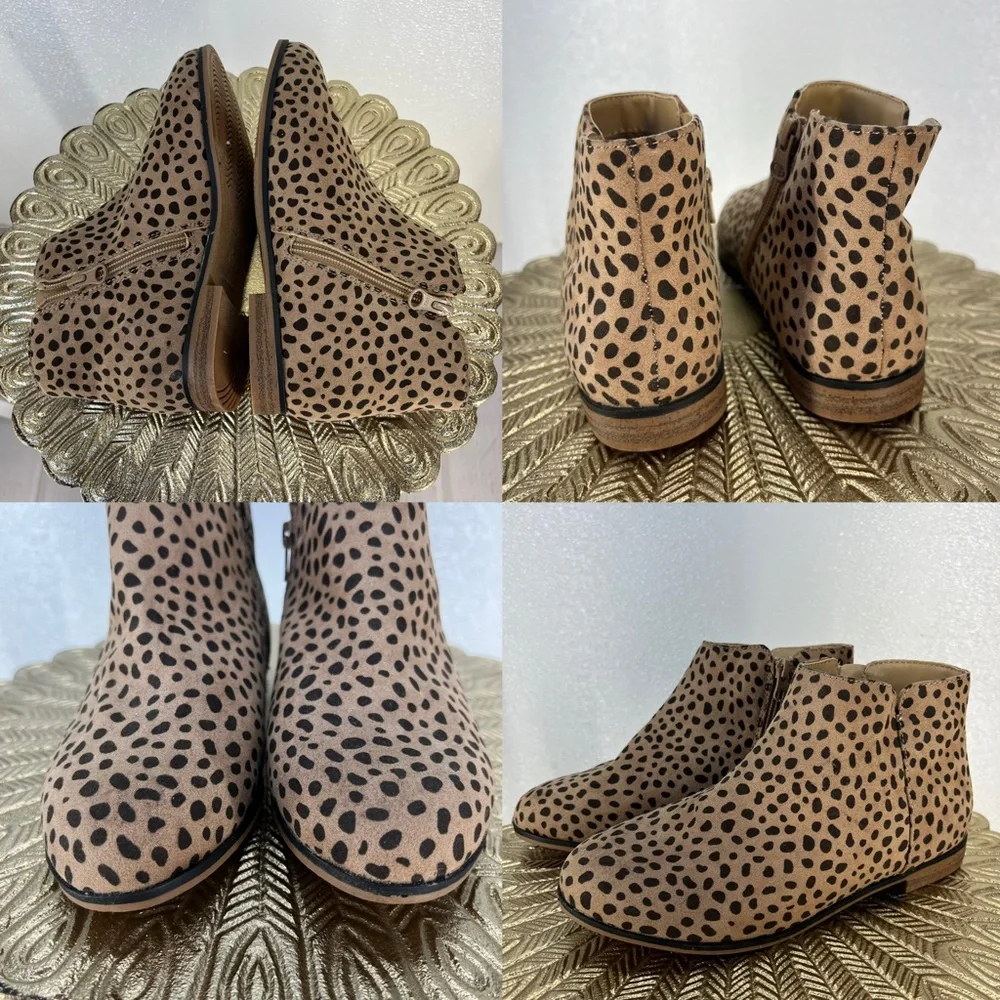 Cat & Jack Leopard Print Ankle‎ Boots | Girls Size 4